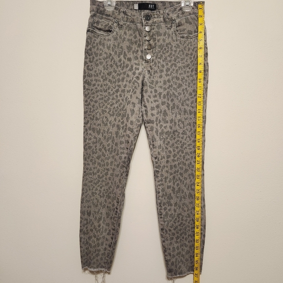 Kut from the Kloth Connie High Rise Ankle Skinny Gray Cheetah Print Pants - Picture 6 of 16